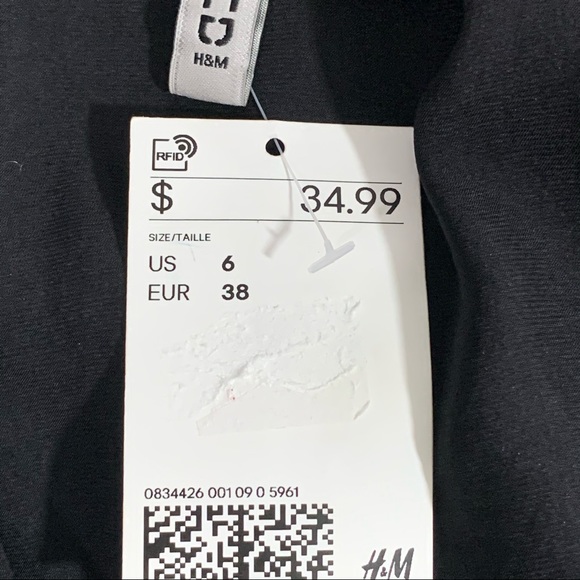 NWT H&M Divided One Sleeve Side Tie Black Dress - Picture 5 of 7
